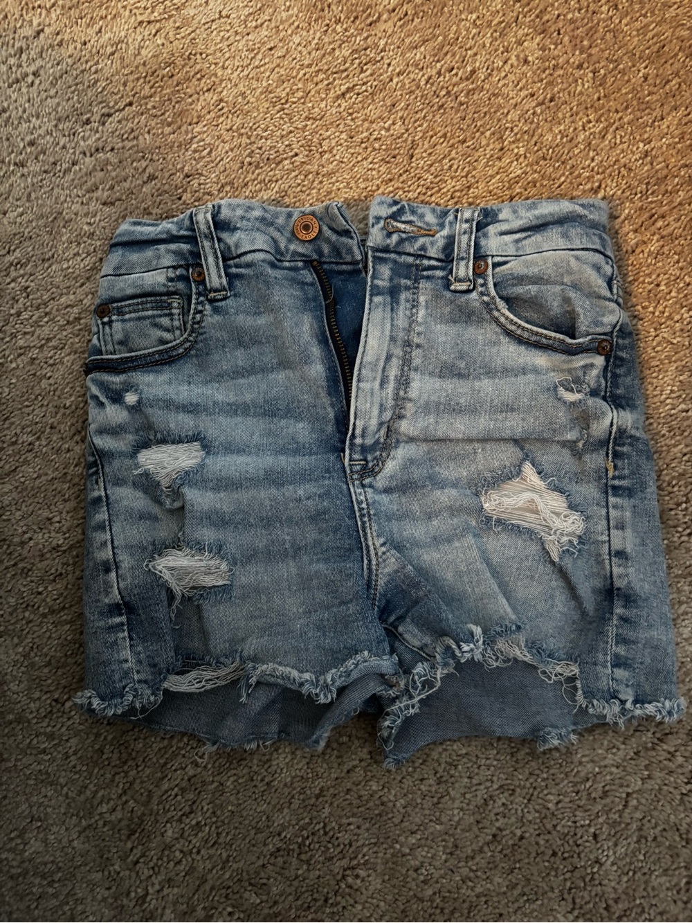 American Eagle Outfitters Light Blue Ripped Denim Shorts
